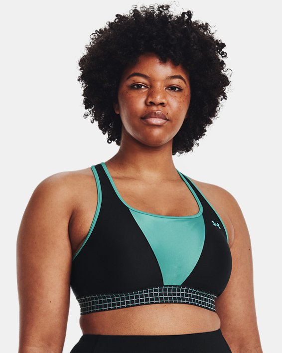 Women's Armour® Mid Crossback Sports Bra in Black image number 3